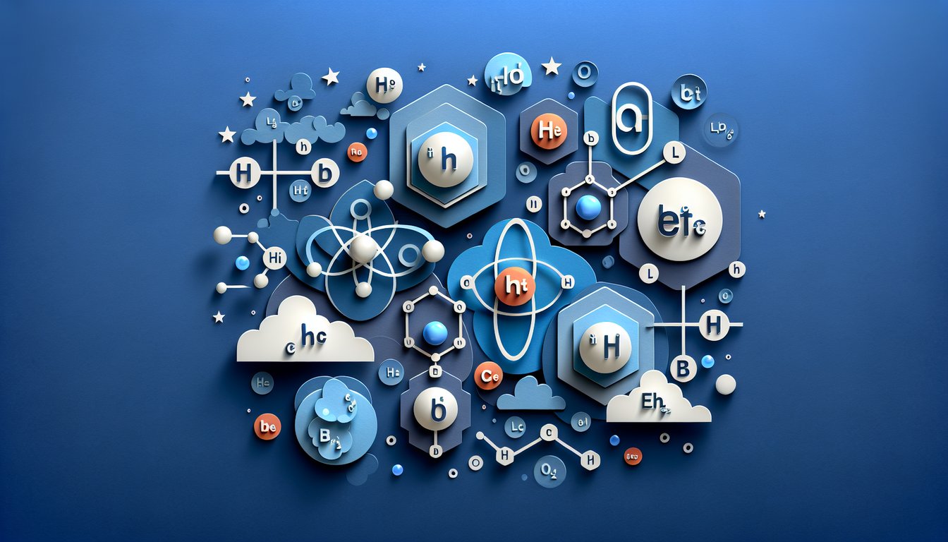 Paper art style quiz illustration featuring ionic compound formulas and test icons on dark blue background.