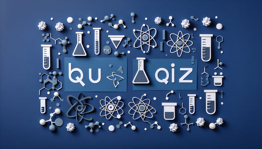 Colorful paper art displaying elements related to a Basic Chemistry Knowledge Quiz.
