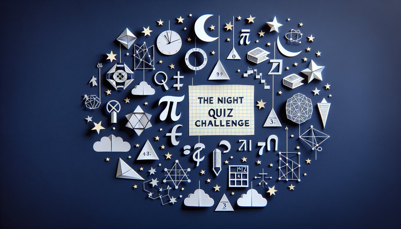 Paper art illustrating a fun, nighttime-themed math quiz for high school students.