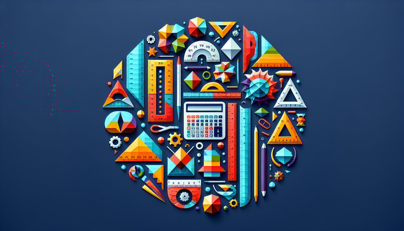 Colorful paper art promoting a middle school math quiz on mastering ratio tables.