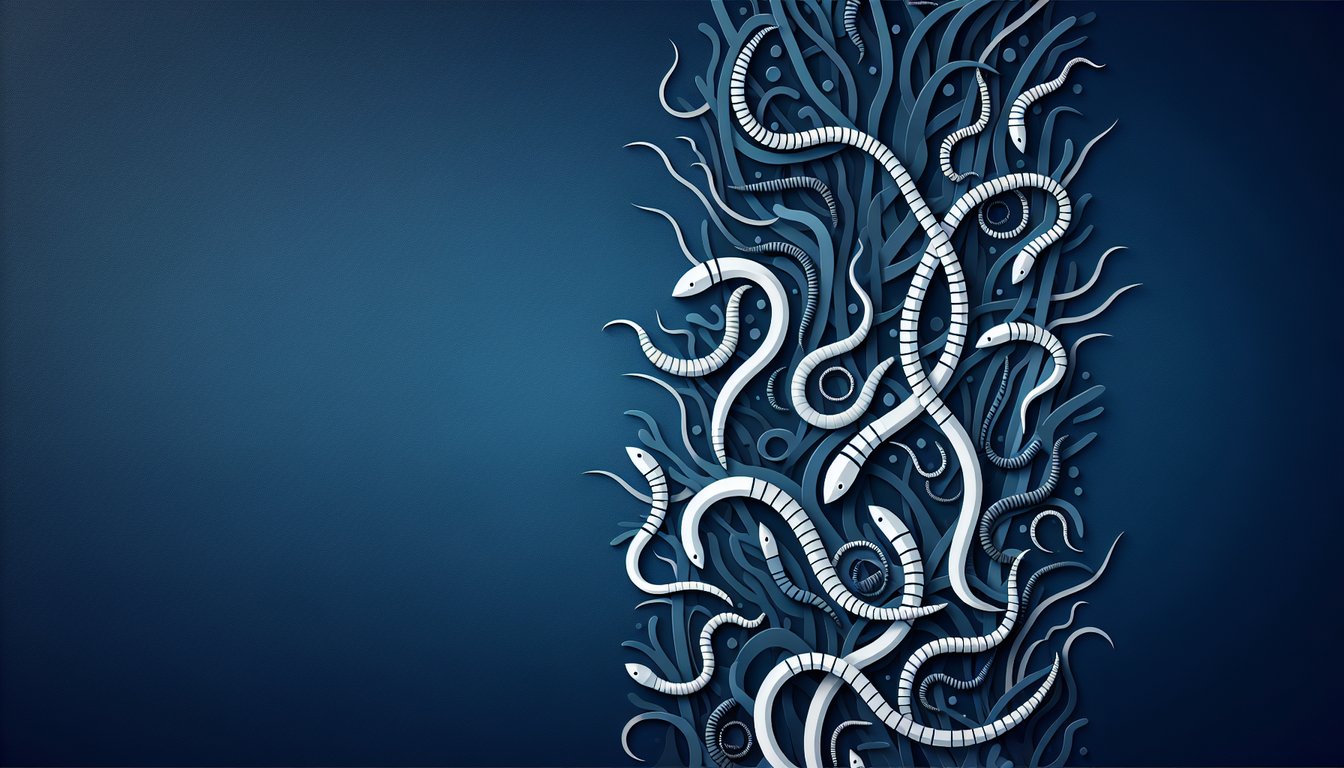 Colorful paper art promoting a Nematode Biology Knowledge Quiz