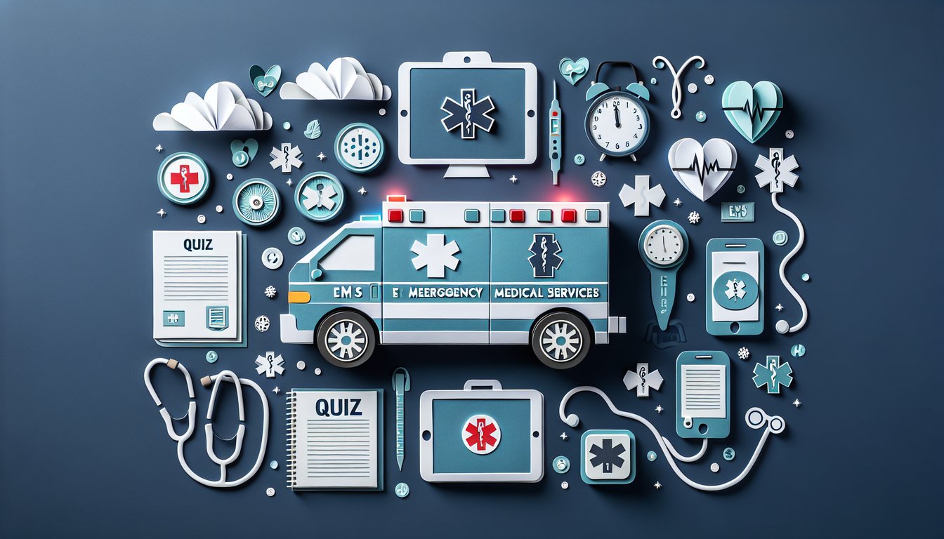 Paper art illustrating a trivia quiz for understanding Emergency Medical Services concepts.