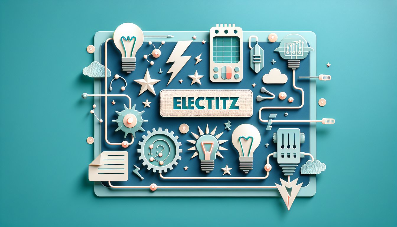 Paper art illustration for electricity quiz on a teal background