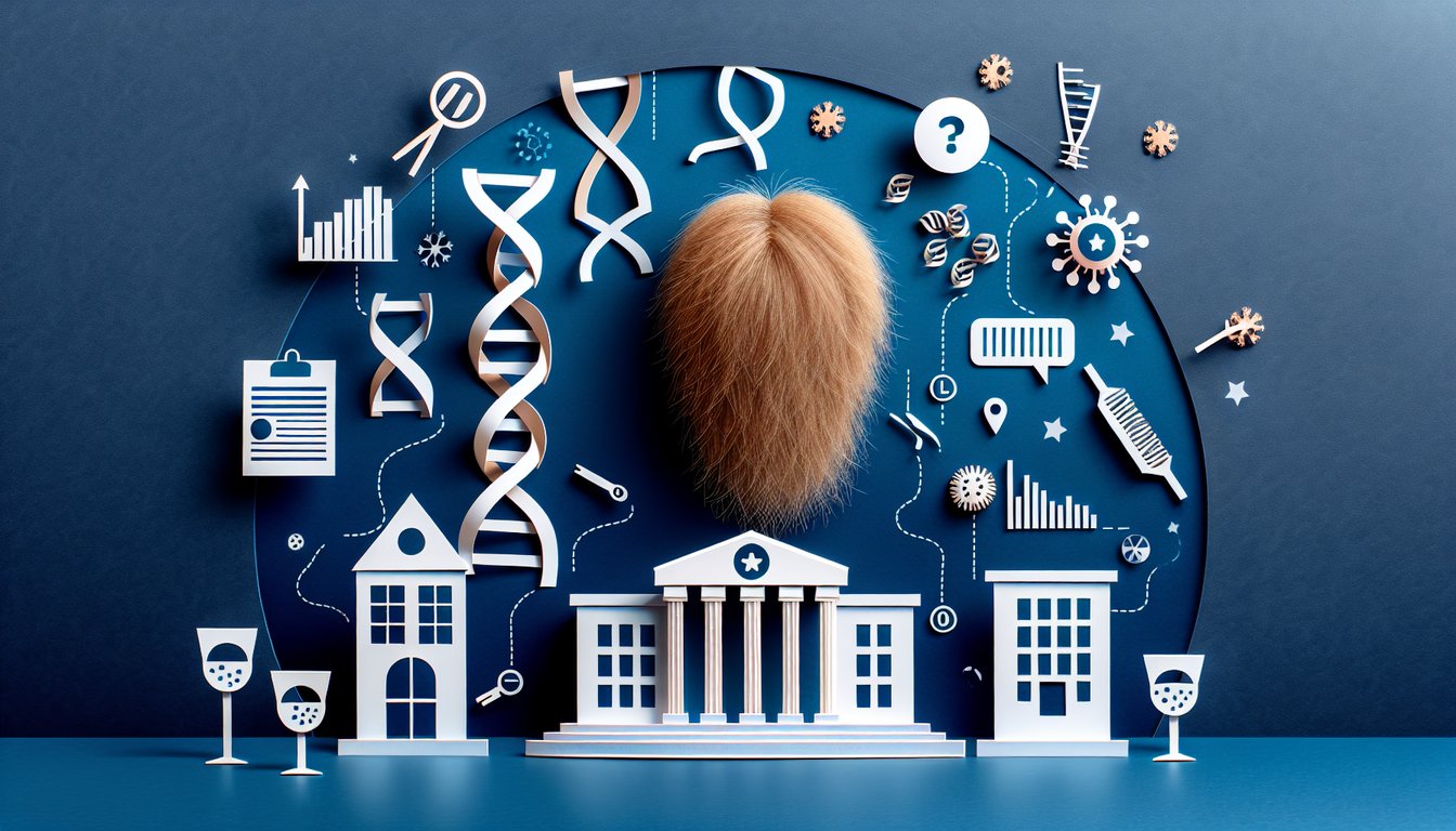 Colorful paper art promoting a trivia quiz on the genetic condition hypertrichosis.
