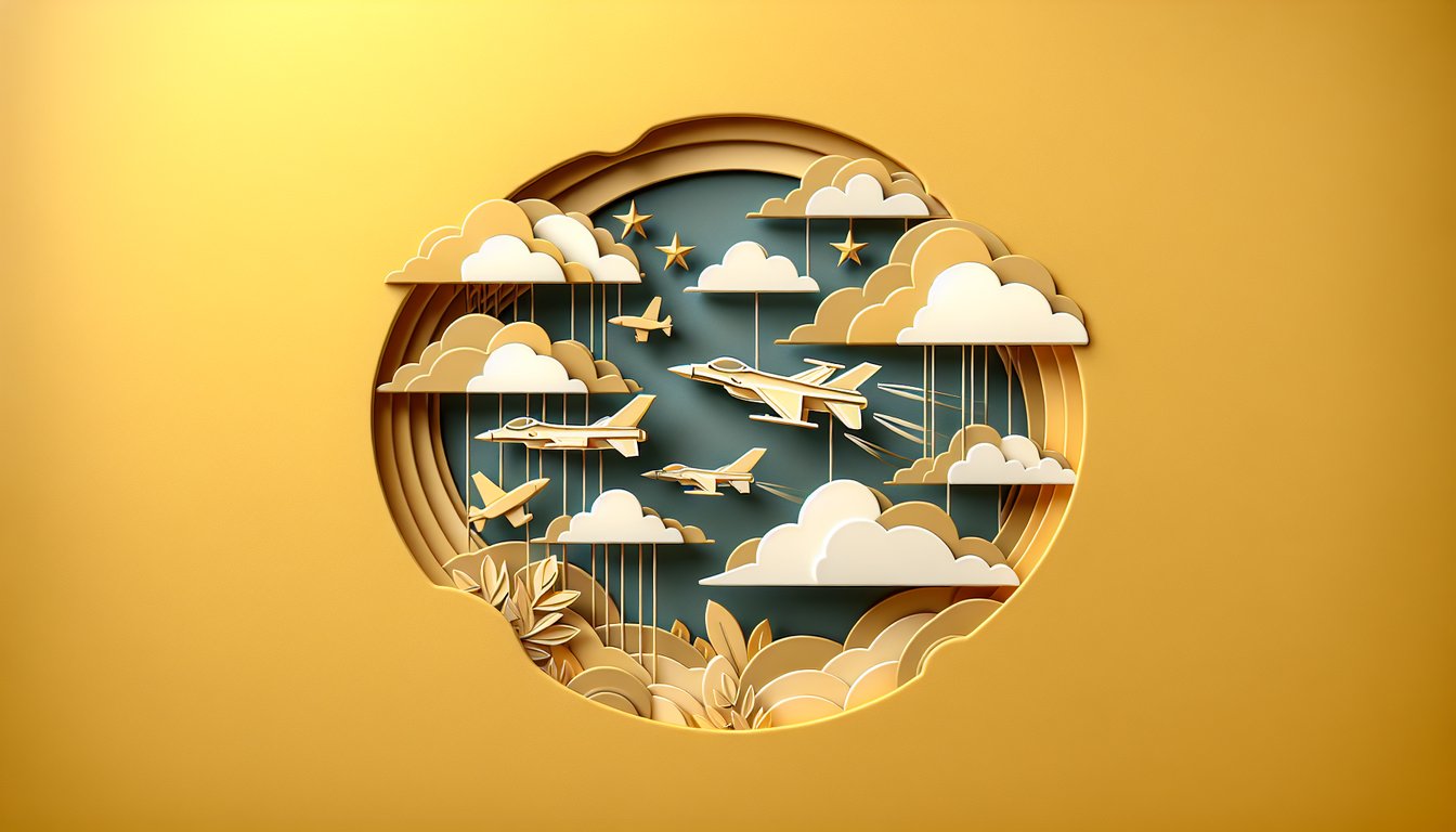 Paper art illustration for AFI 36-2201 knowledge quiz on a golden yellow background