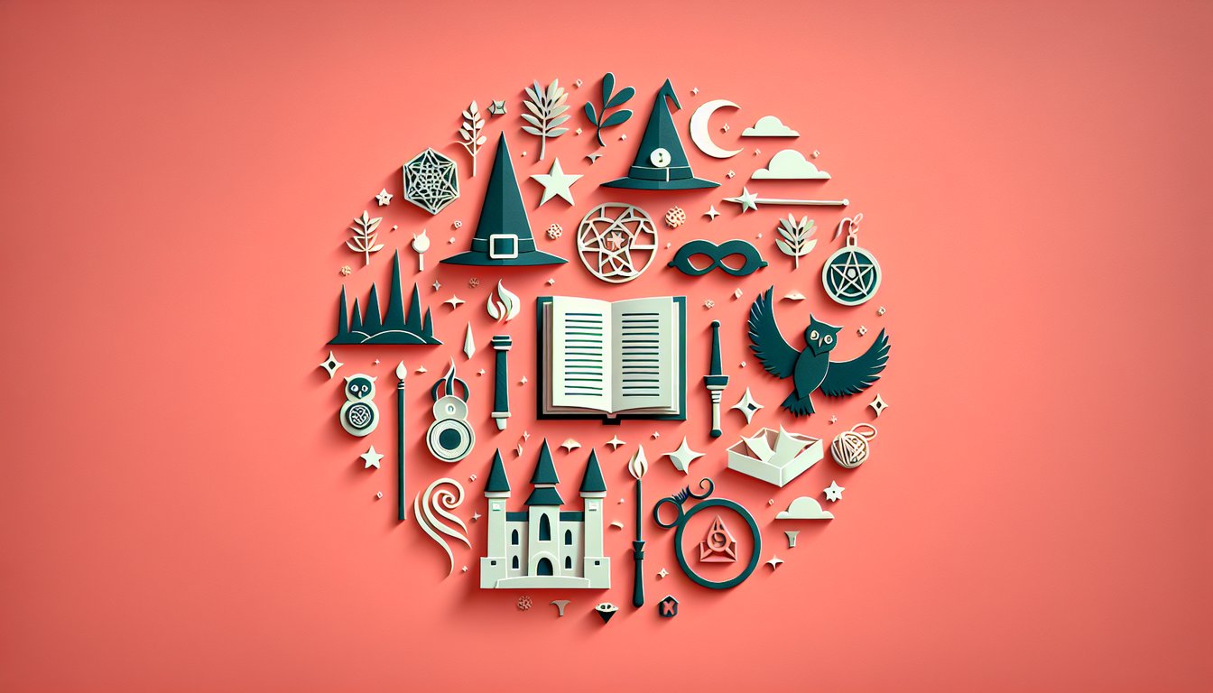 Paper cut style coral background with wizard hat wand quiz Harry Potter personality match