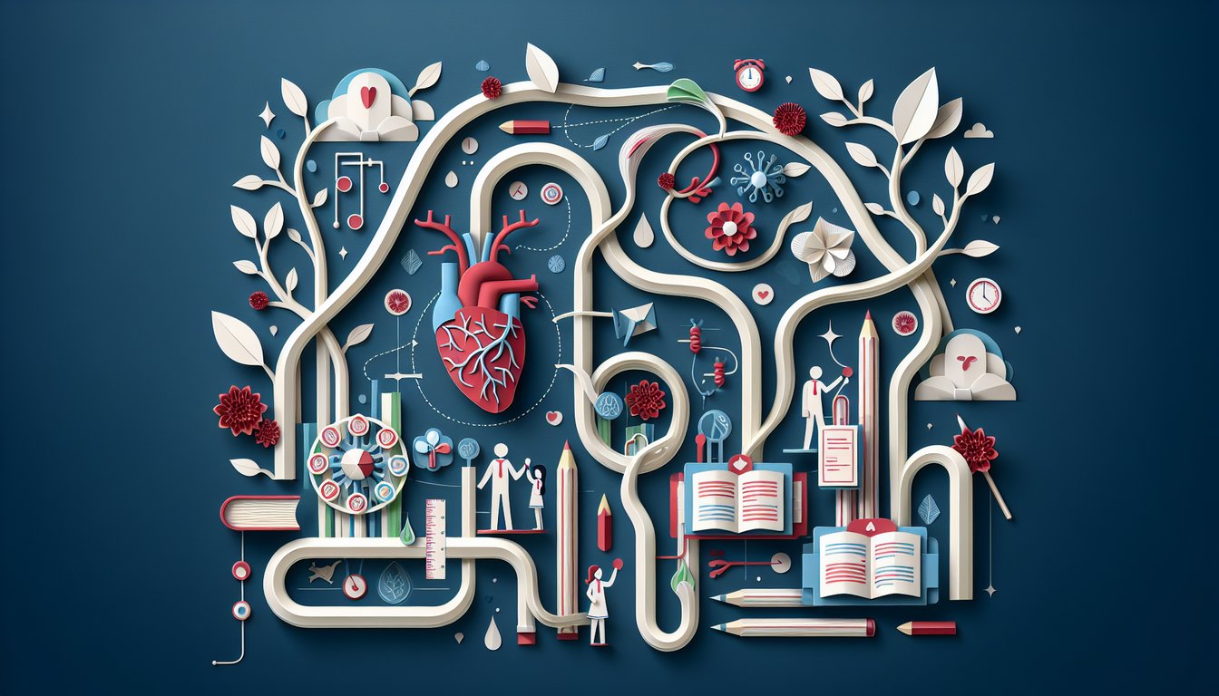 Paper art promoting The Vein Voyage Quiz, an interactive circulatory system study tool for students.