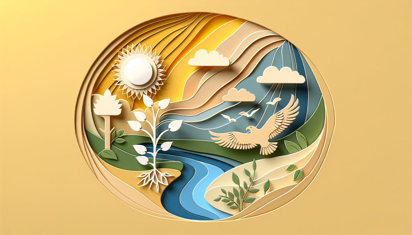 Paper art illustration for Native American name quiz on a golden yellow background