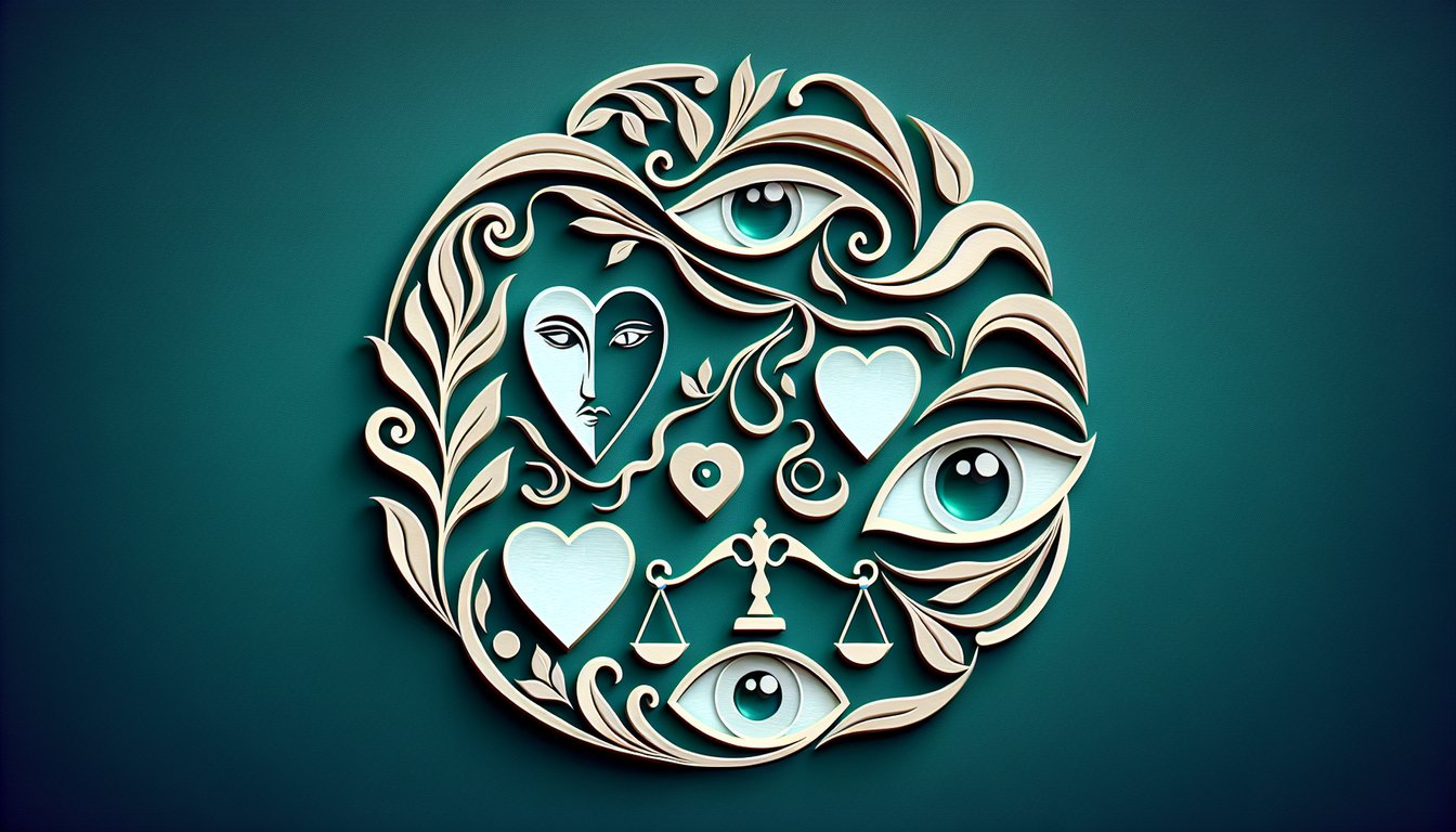 Paper art illustration for jealousy quiz on teal background