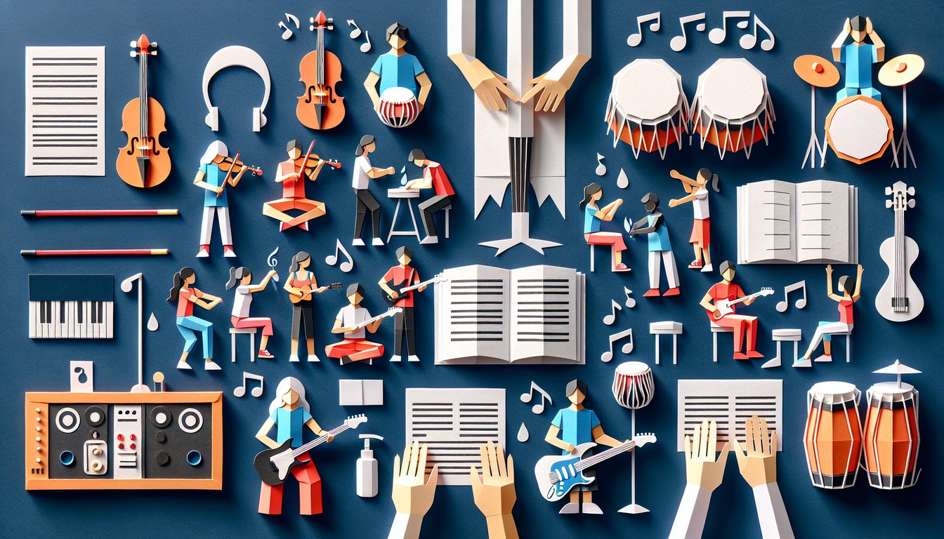 3D voxel art showcasing the course Healthy Music Practices for improved musical wellness.