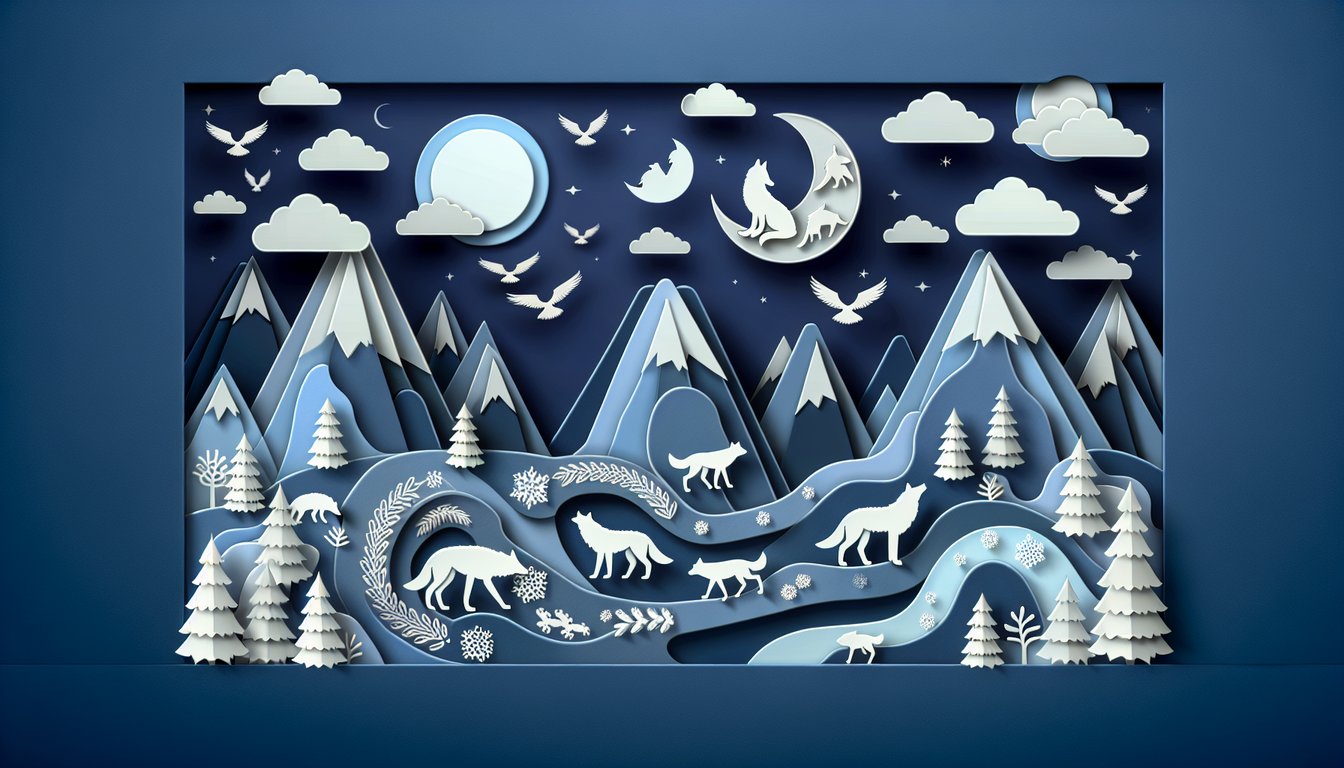 Paper art wolves layered on dark blue background with bold quiz title and cool wolf pack name matching challenge