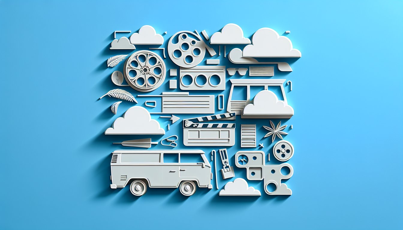 Paper art quiz illustration for Jim Carrey Dumb and Dumber movie trivia on sky blue background
