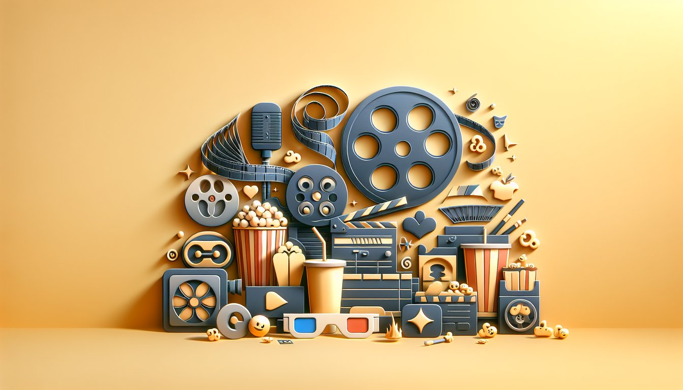 Paper art illustration of film emojis on golden yellow background for Disney movie emoji quiz challenge