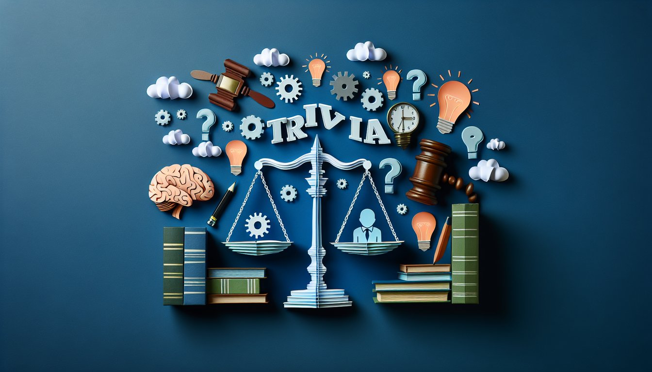 Paper art promoting Tort Law Takedown trivia challenge for law students.