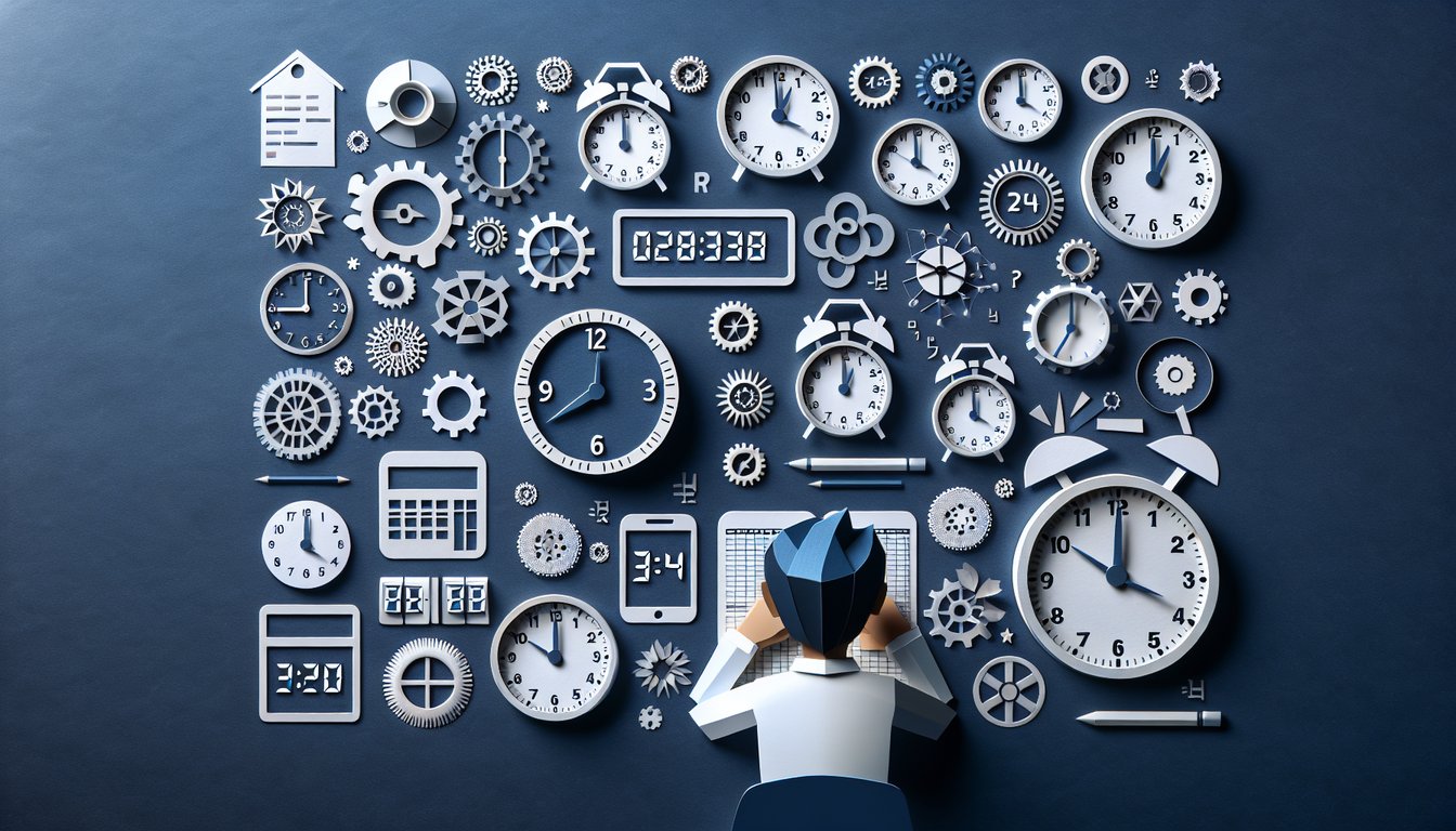 Paper art illustrating a trivia quiz for high school students on mastering military time conversion