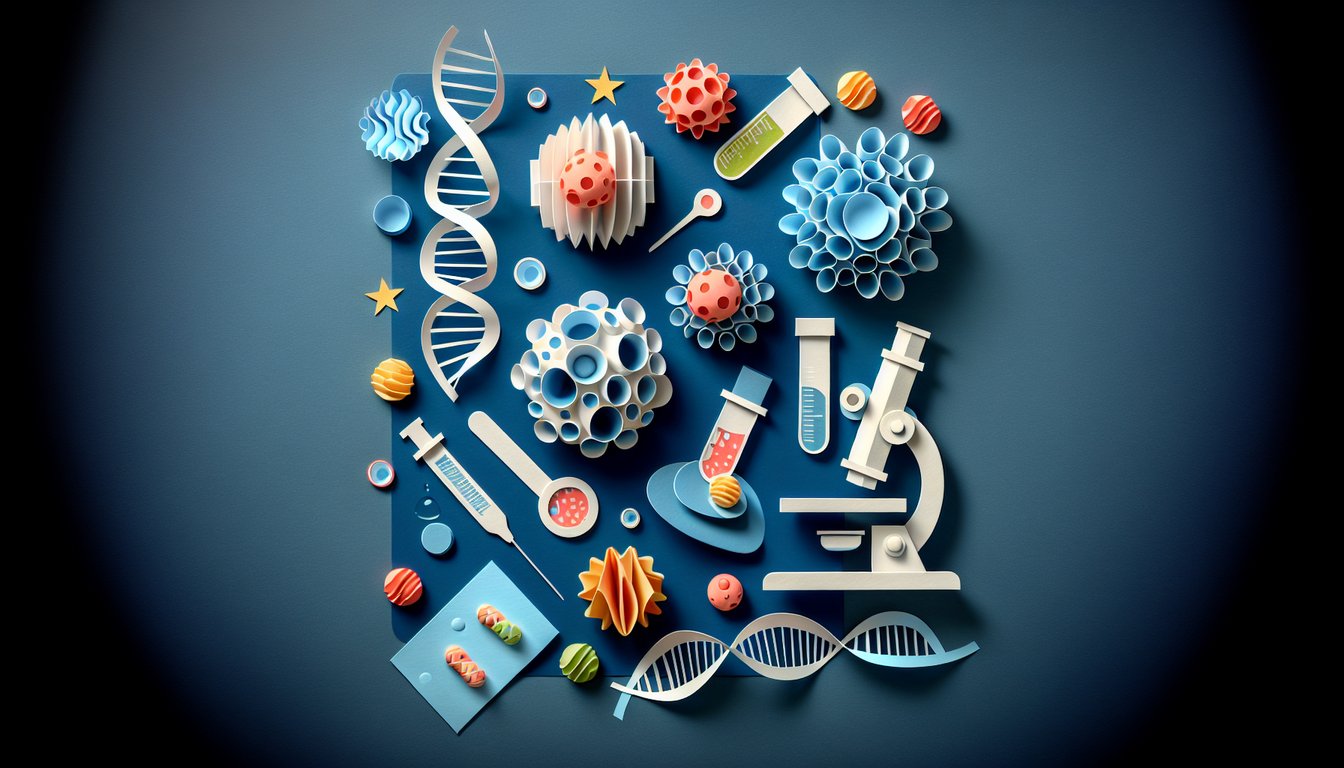 Paper art illustrating trivia for The Cyclin Circuit Challenge cellular biology quiz.