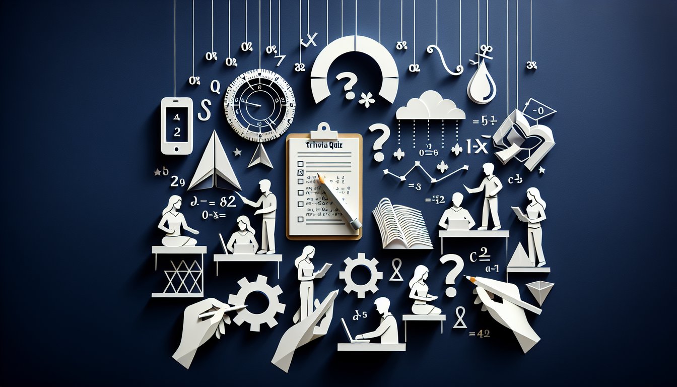 Paper art depicting a trivia quiz on mastering inequality problems for high school students.