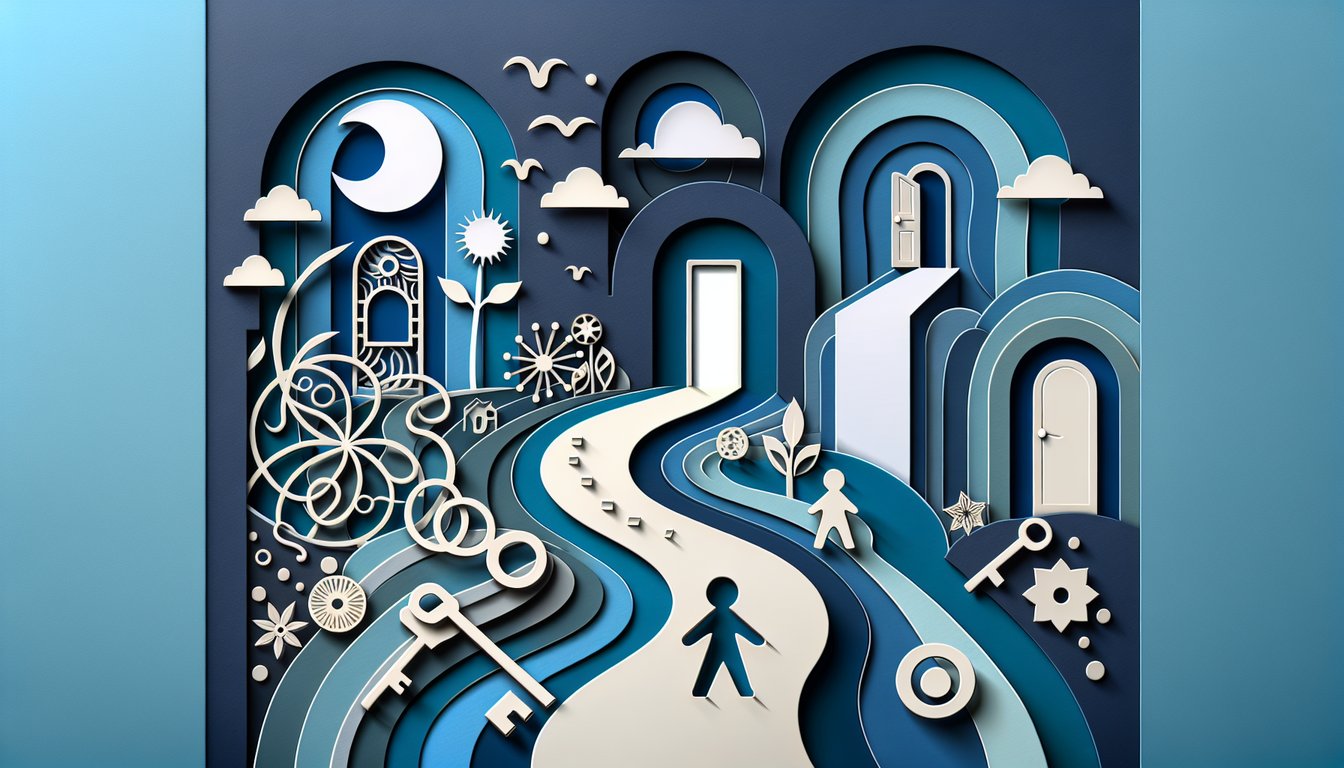 Paper art illustration for narcissistic parent test quiz on dark blue background
