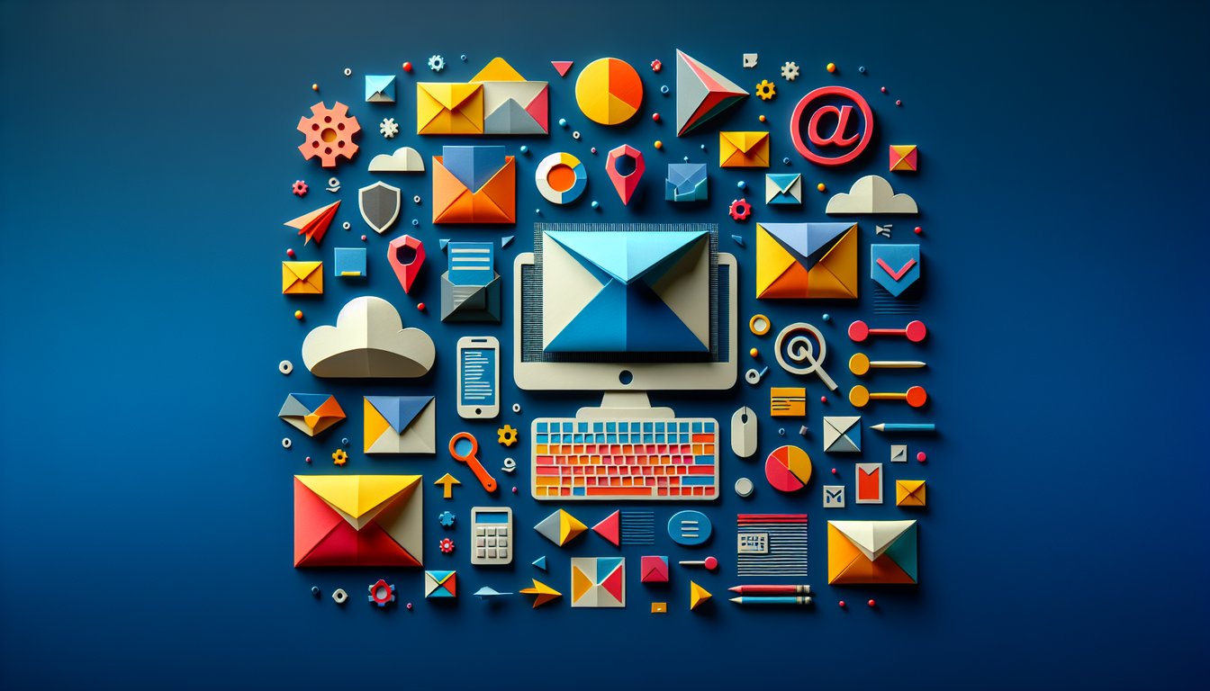 Colorful paper art depicting elements related to IT Email Handling and Classification Quiz.
