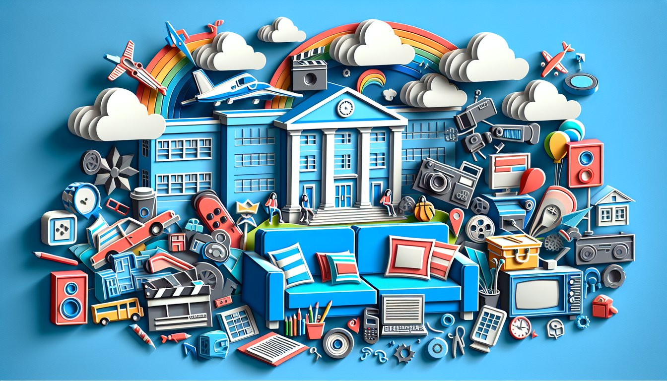 Paper art illustration for iCarly character quiz on a sky blue background