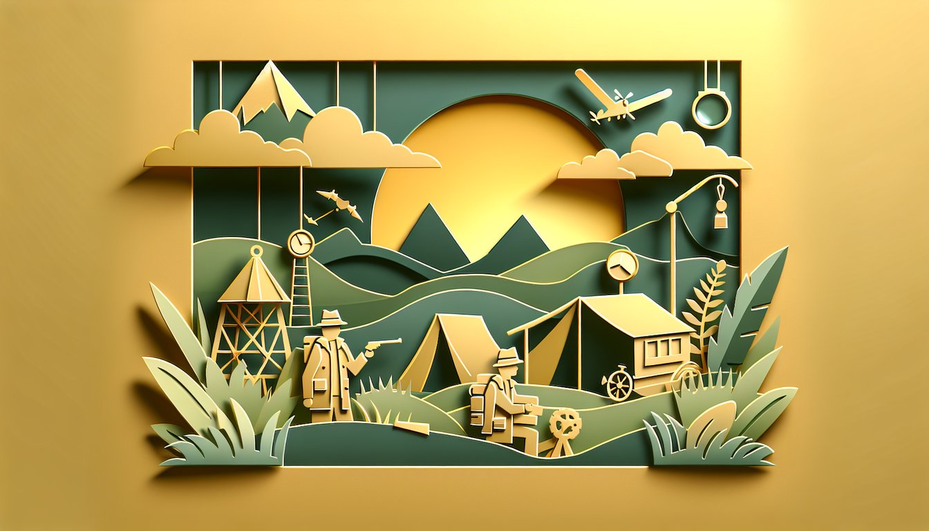 Paper art style Danganronpa quiz on golden yellow background with survivor and detective motifs