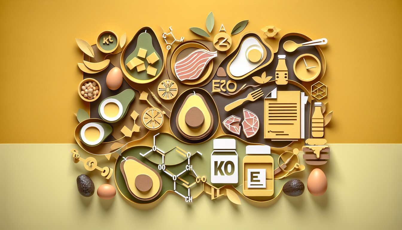 Paper art quiz icons on golden yellow background promoting free keto quiz to discover ketosis and gauge fat burning mode.