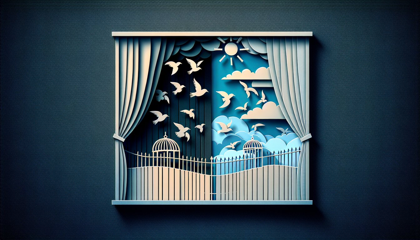 Paper art authoritarian fist crushing pen microphone on dark blue background symbolizing power and denied freedoms