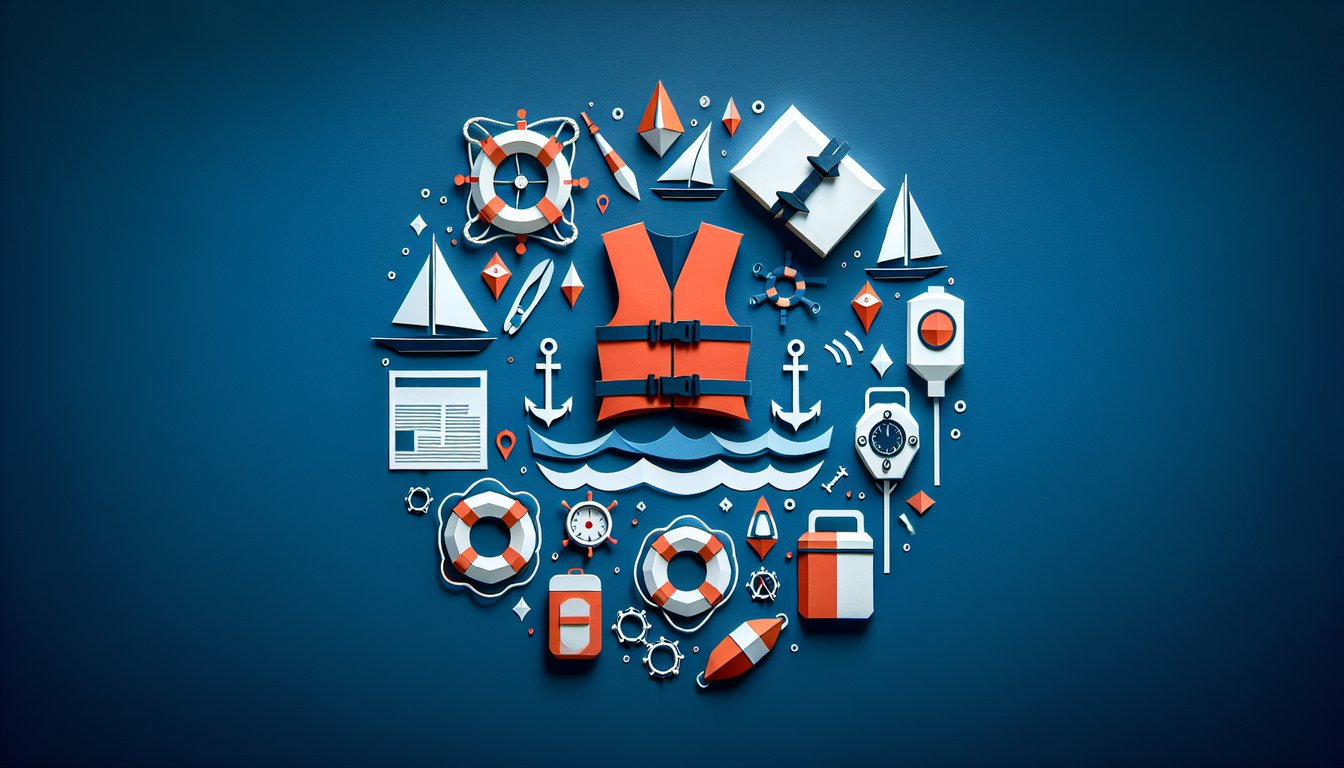 Colorful paper art depicting boating safety elements for a knowledge quiz