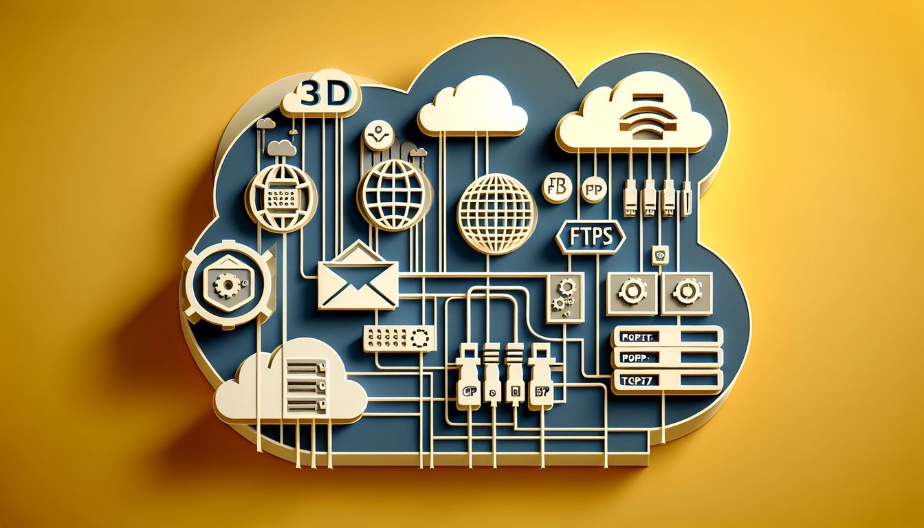 Paper art style network cables ports and devices on golden yellow background promoting CompTIA A plus port numbers quiz