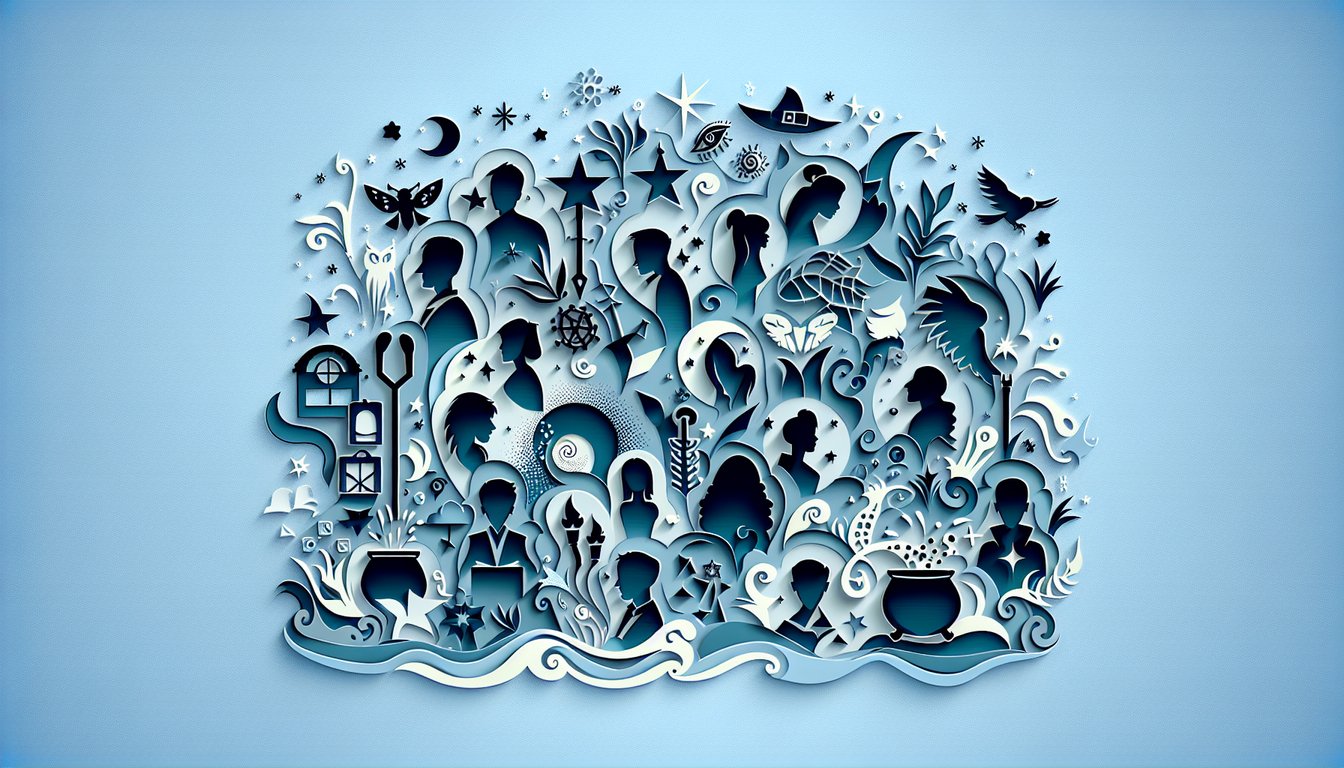 Paper art illustration of Draco Malfoy personality quiz headline on sky blue background