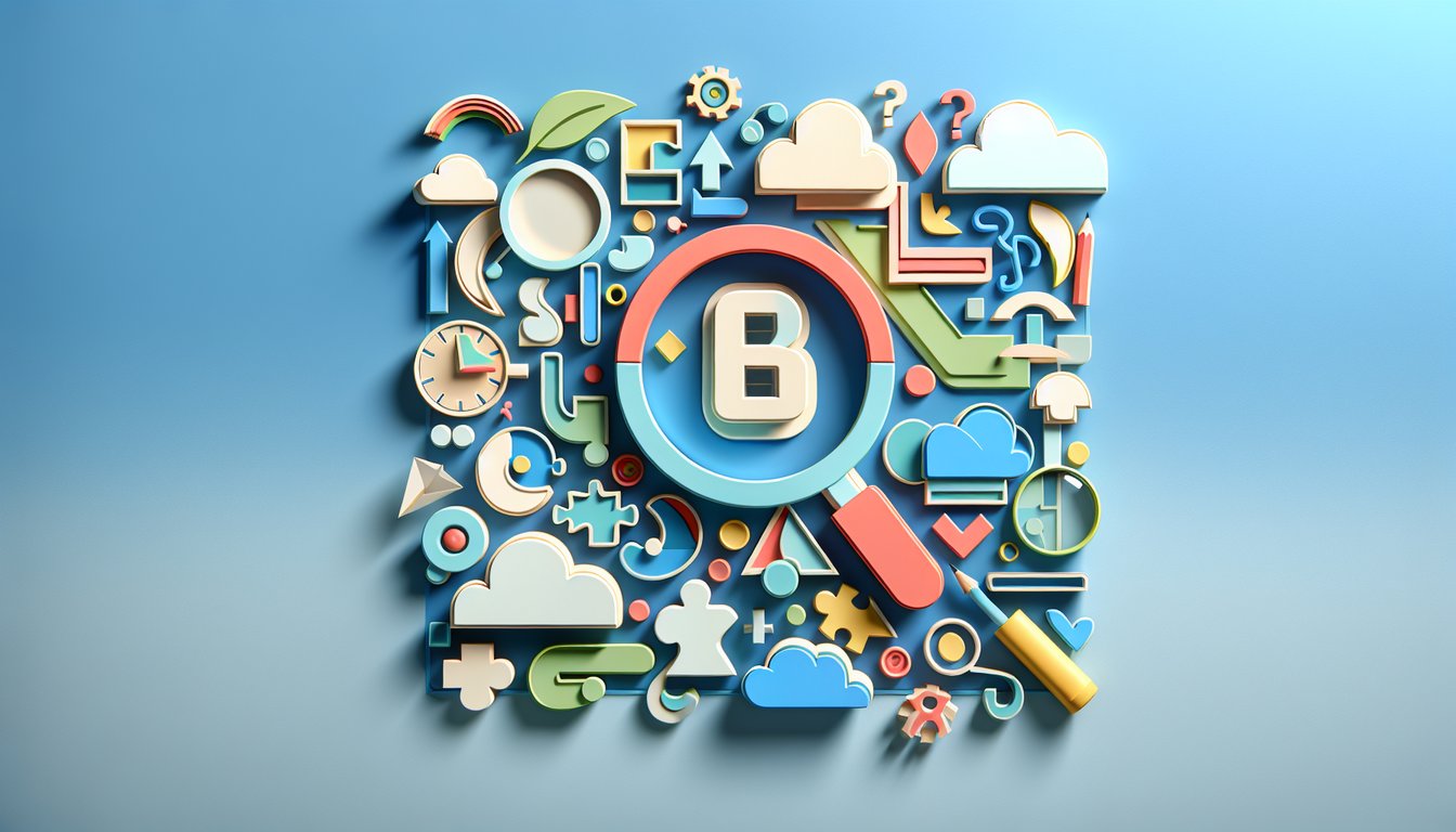 Paper art illustration for one letter quiz on a sky blue background
