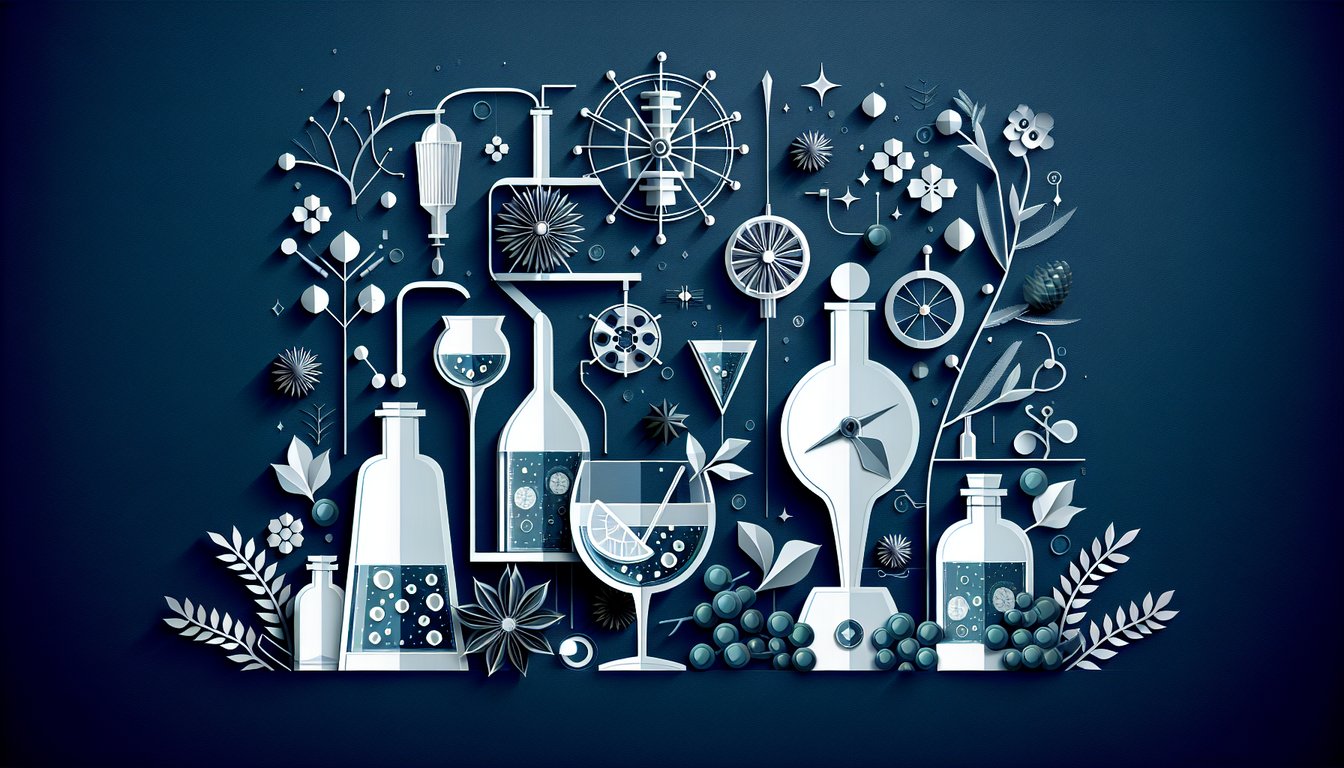 Colorful paper art promoting a Genever and Gin Knowledge Quiz