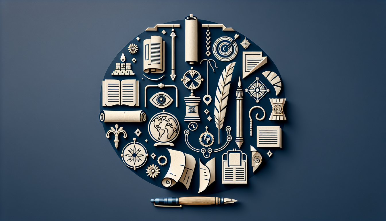 Colorful paper art depicting elements related to a History Reading Comprehension Quiz.
