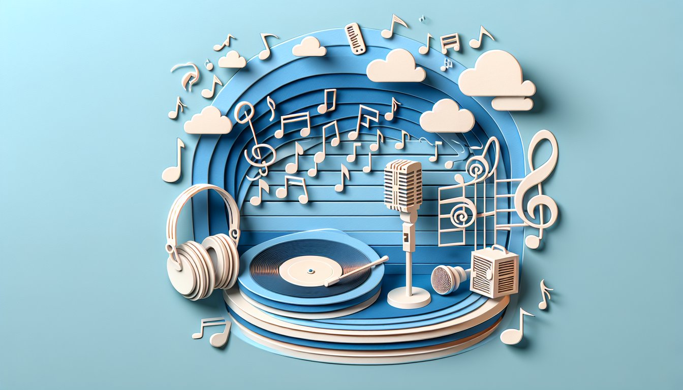Paper art silhouettes of five singers on sky blue background for Pentatonix personality quiz revealing your stage ego