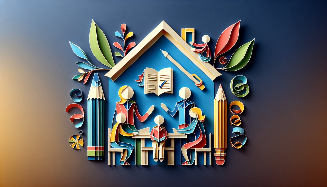 Colorful paper art promoting a high school-level Social Studies trivia quiz on family dynamics.