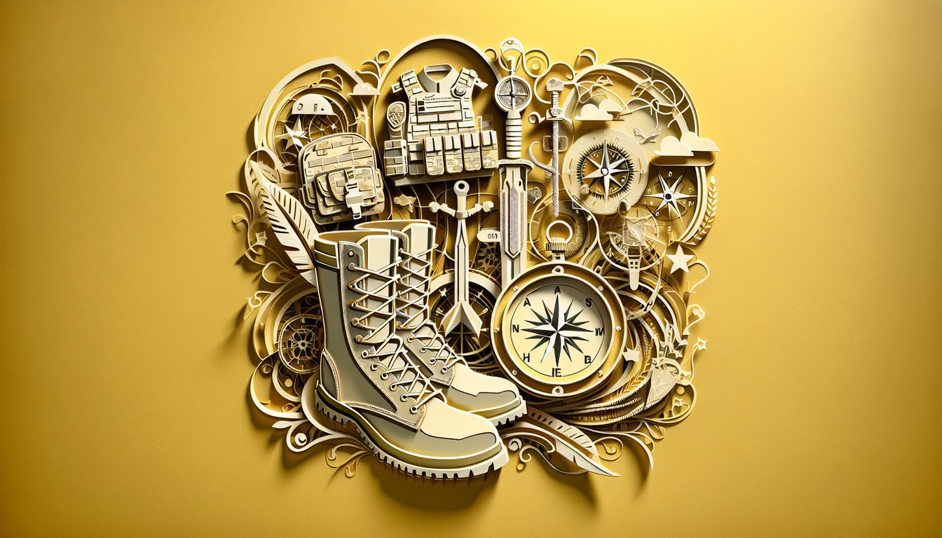 Paper art quiz on Army NCODP AR350-1 AR930-4 board questions challenge yourself on golden yellow background