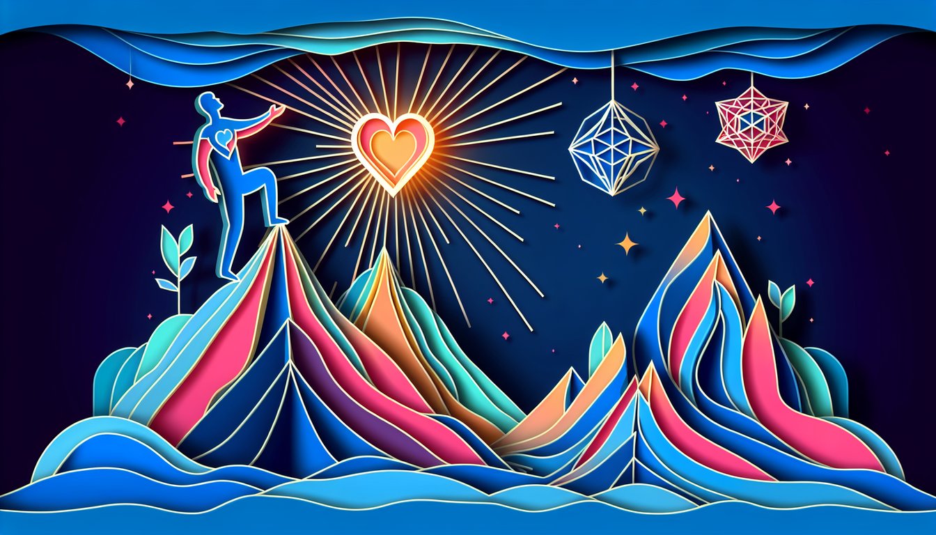 paper art illustration for boldness quiz challenge personality traits test instant results on dark blue background