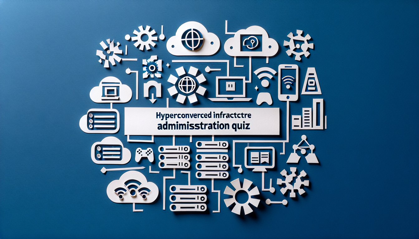Colorful paper art promoting a Hyperconverged Infrastructure Administration Quiz.