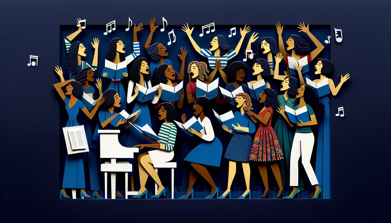 3D voxel art depicting Womens Glee Club course in vibrant colors