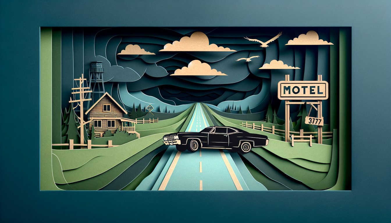 paper art illustration of two brothers representing Sam and Dean holding weapons on teal background quiz title above