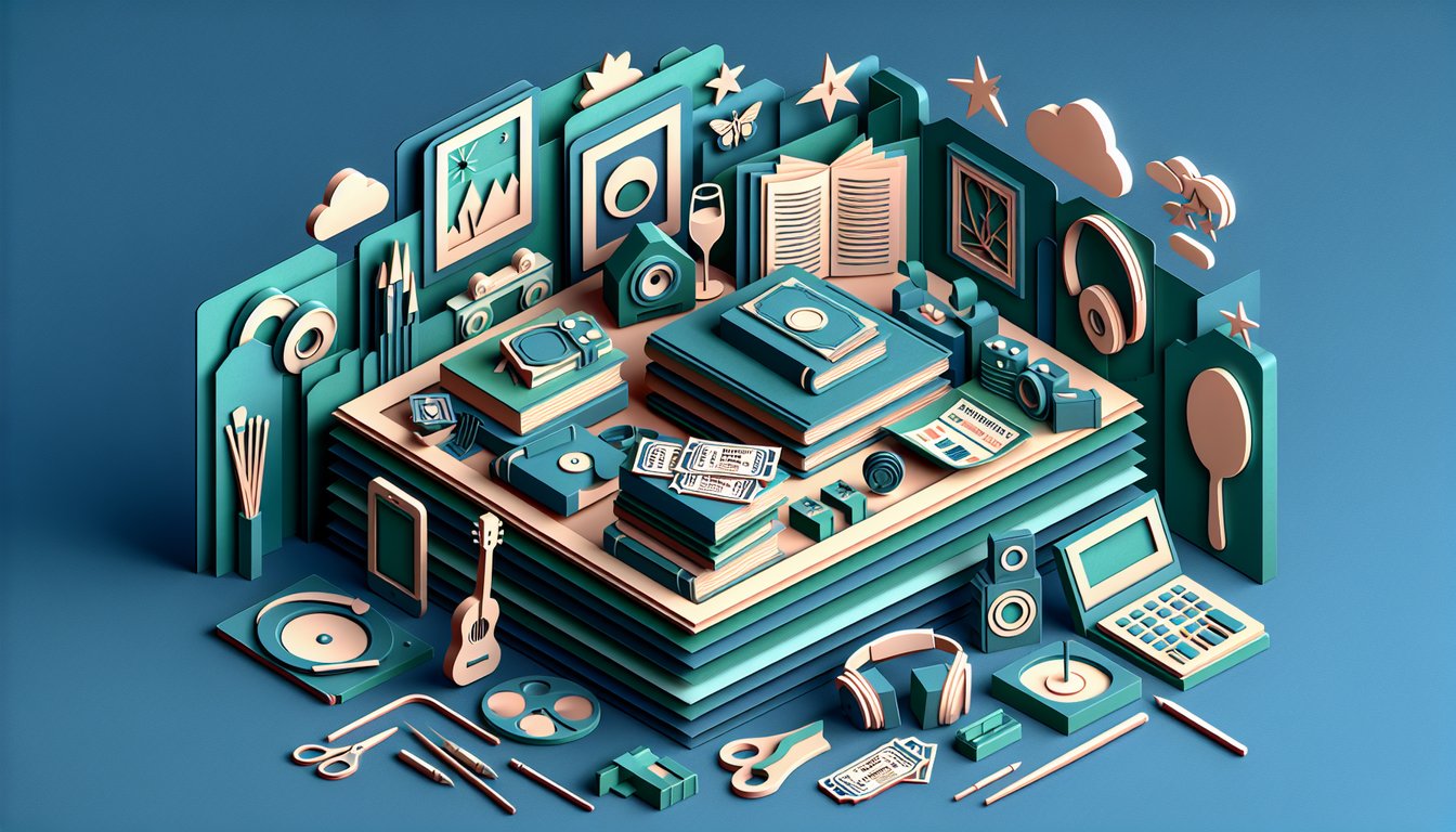Paper art illustration promoting a free quiz for personalized evening activities on a teal background.