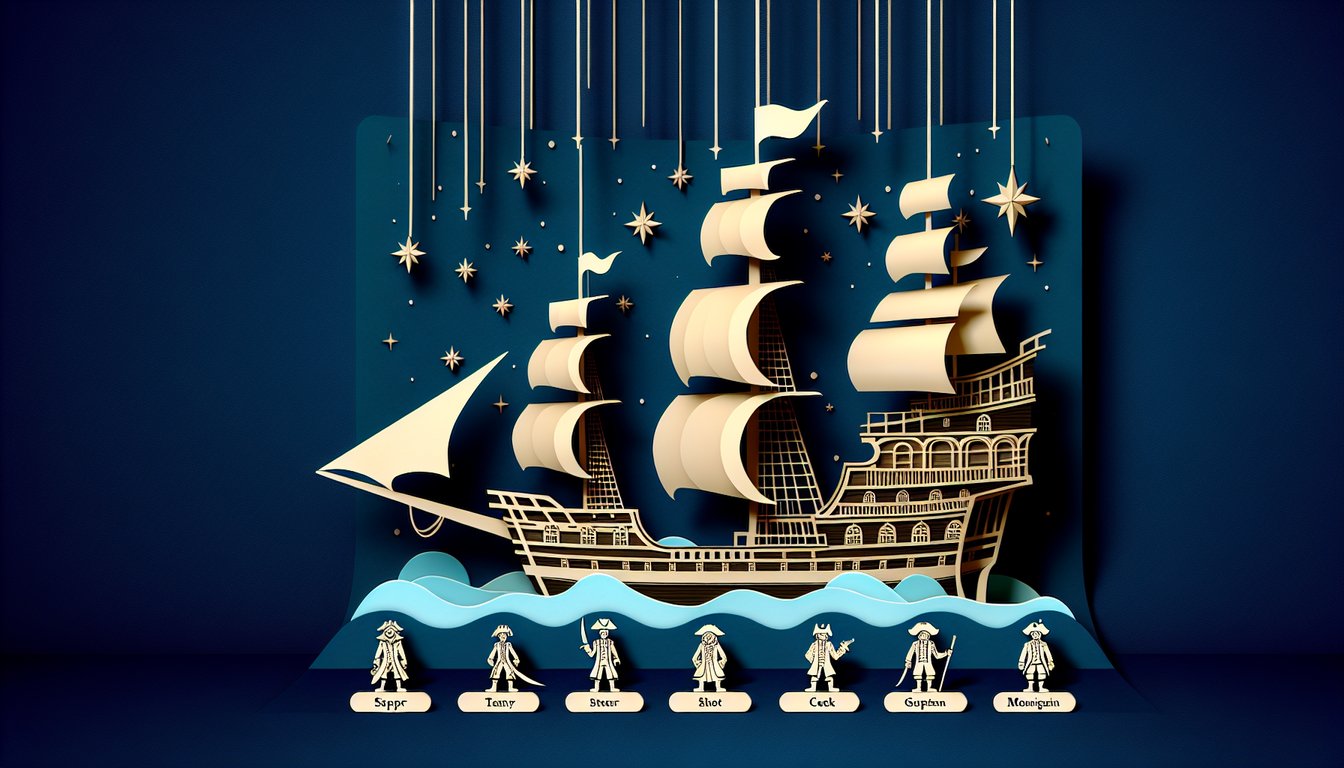 Paper art illustration of Straw Hat symbols on dark blue for quiz to find your matching One Piece crew member