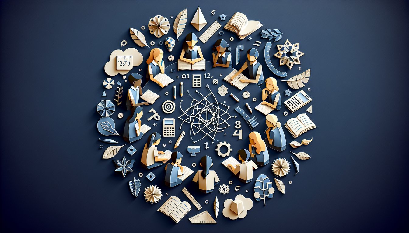 Colorful paper art promoting Unit Rate Riddles quiz for middle school students.