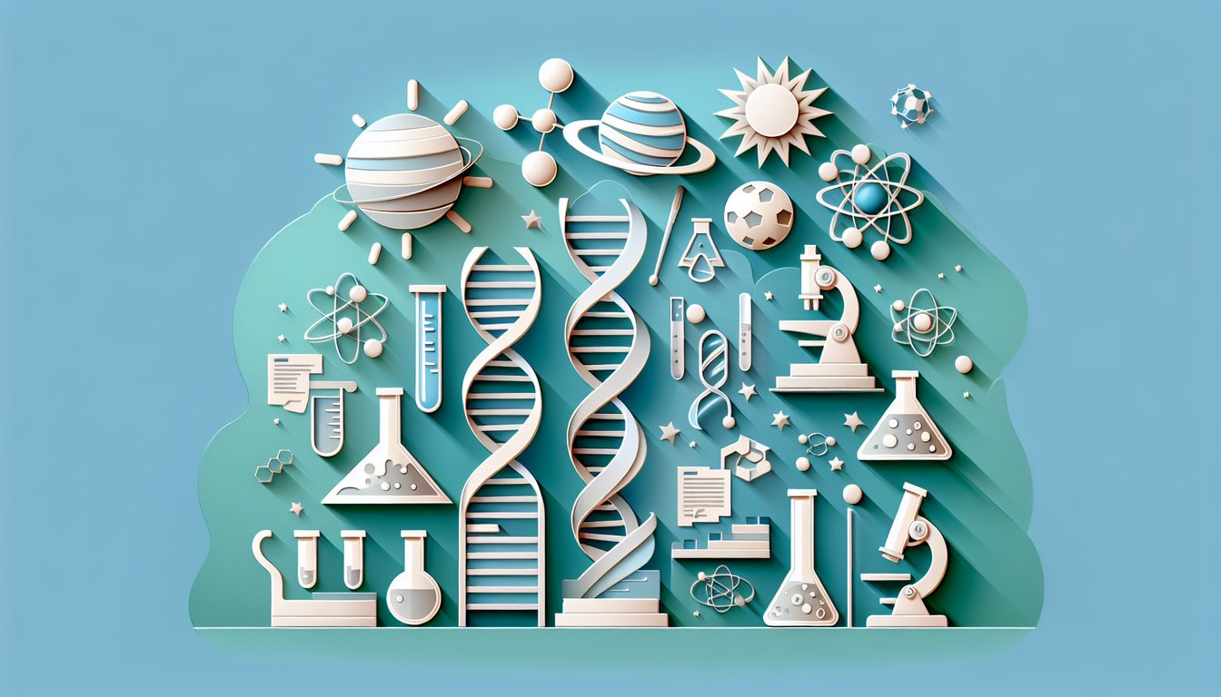 paper art showing Are You Smarter Than a 9th Grader Science quiz on teal background with paper cutout atom test tube