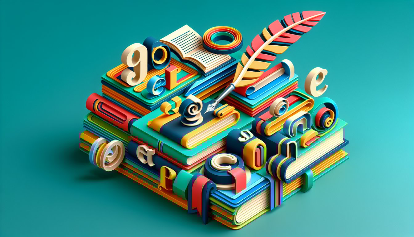 Paper art illustration for grammar quiz on teal background
