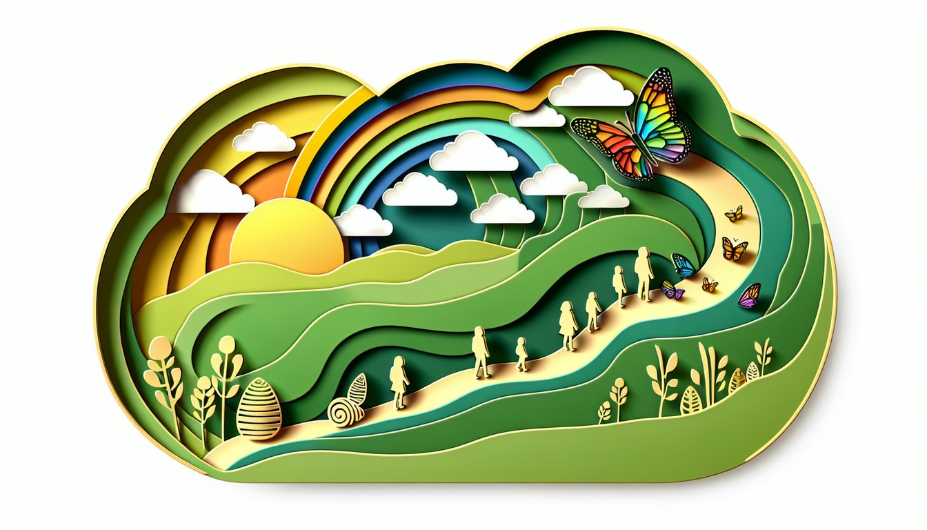 Paper art illustration for quiz on determining optimal age to come out based on emotional readiness, family support on golden yellow background.
