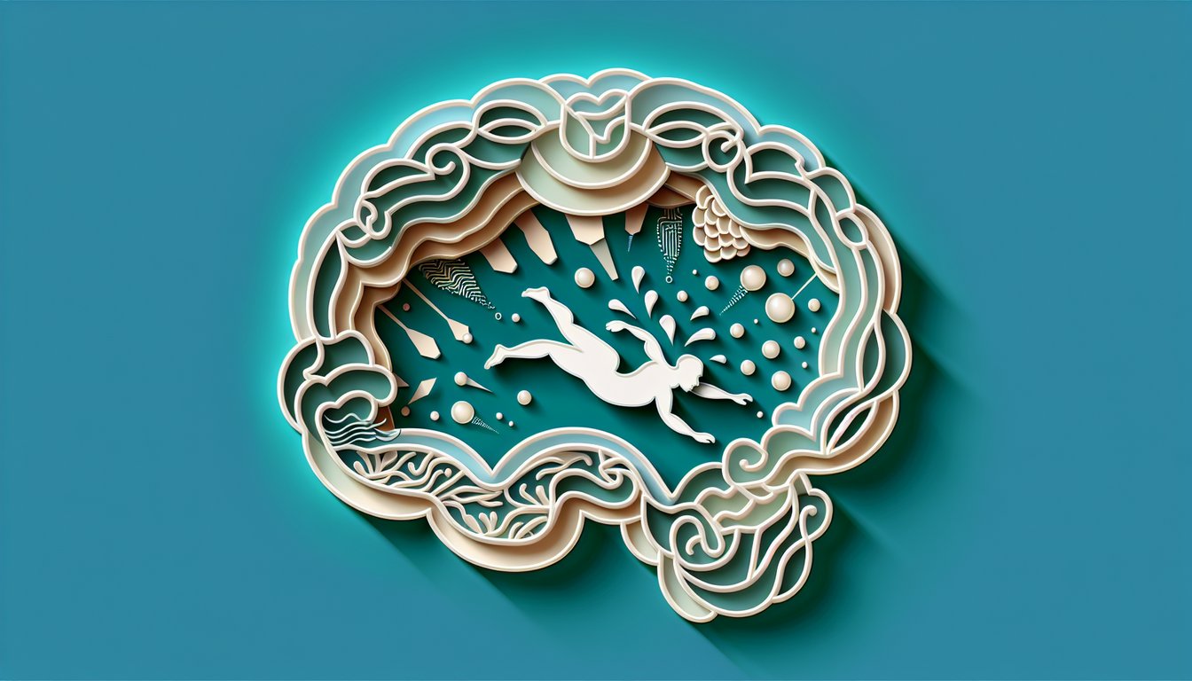 Paper art illustration featuring PASSE COMPOSE quiz title French AVOIR and ETRE verbs on teal background