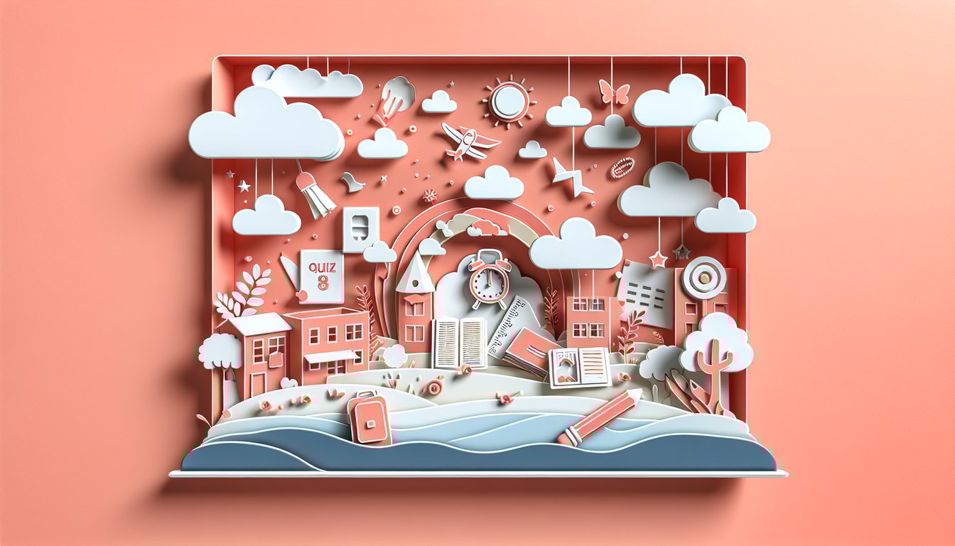 Colorful paper art quiz illustration about spotting subtle signs in boyfriend on coral background