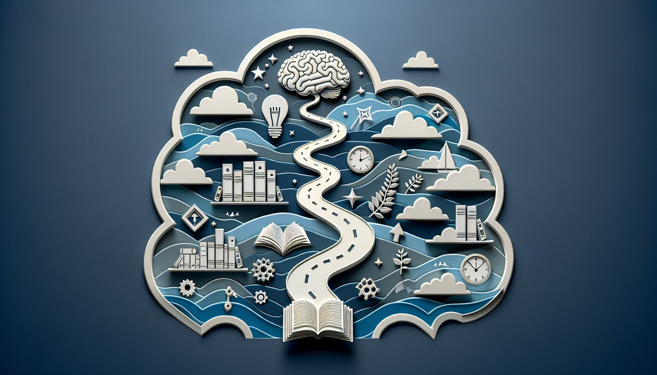 Paper art illustration of book pages and characters on dark blue background inviting you to test knowledge of Wonder Part 2