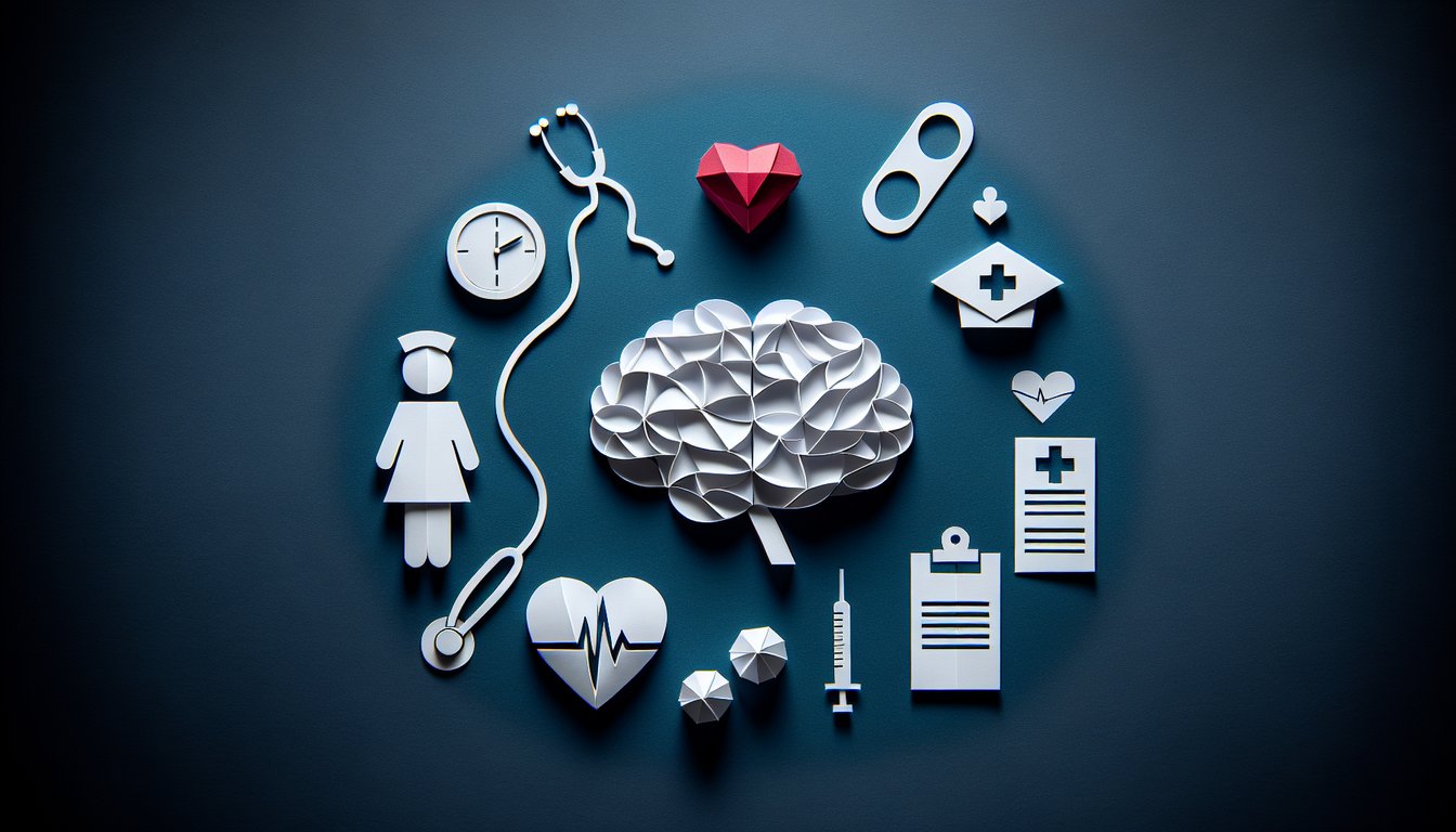 Colorful paper art promoting a Mental Health Nursing Knowledge Test quiz